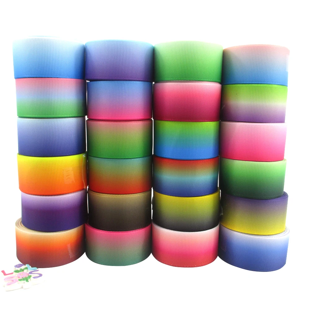 5 Yards Multi Size Rainbow Gradient Color Printed Grosgrain Ribbon DIY Handmade Materials For Wedding Gift Wrap,5Yc12664