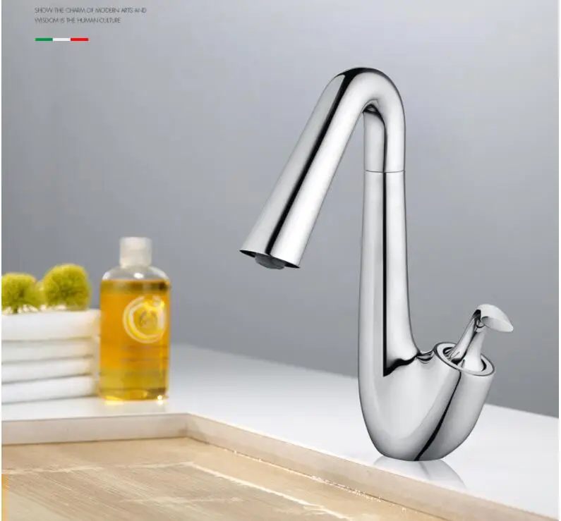 

Chrome Bathroom Basin Faucet Brass Black/White Faucet Sink Mixer Tap Hot and Cold single lever Basin Faucet