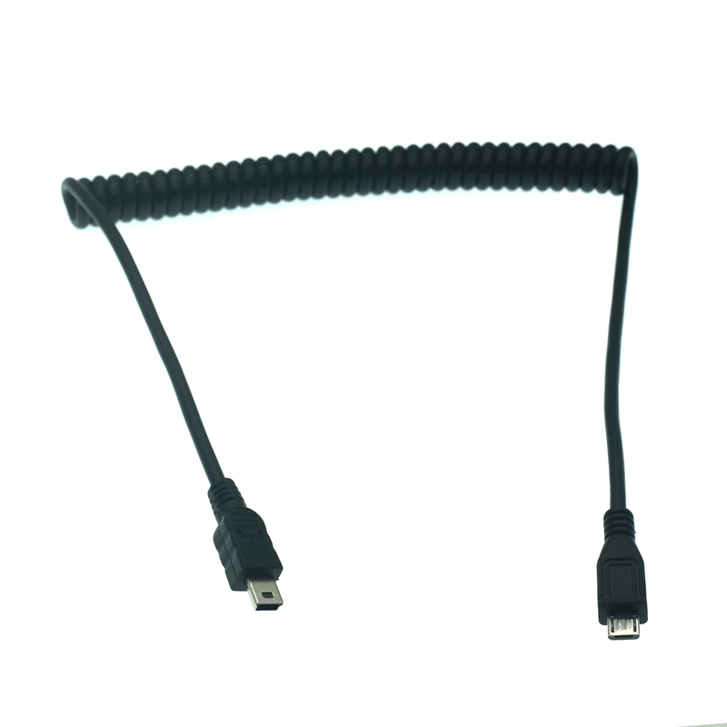 Спиральный адаптер Micro USB B 5 Pin для Mini USB B 5 Pin 3 фута