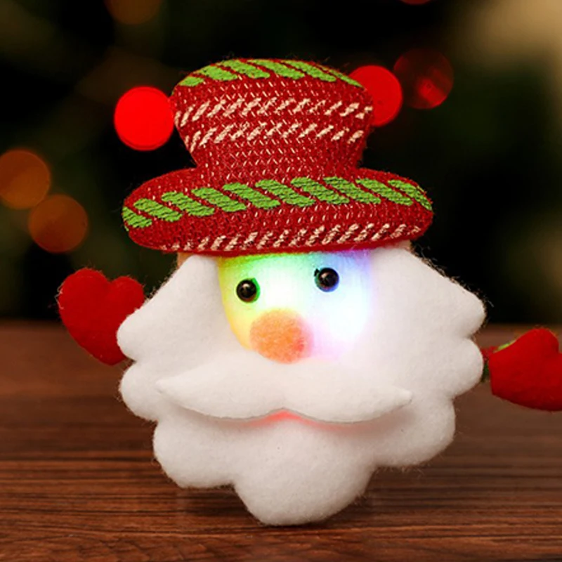 Christmas Glowing Brooch Cartoon Glow Brooch Santa Snowman Cartoon Badge Adult Children's Decor Clothes Accessories Glow In Dark