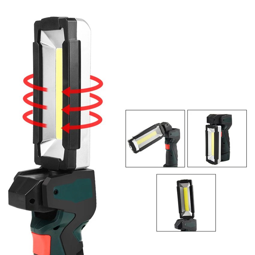 LED Work Light, COB Rechargeable Work Lights with Magnetic Base & Hook, 5 Modes, Flashlight Inspection Light for Car Repair