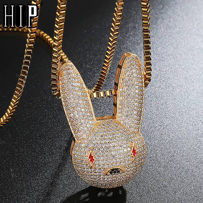 

Хип-хоп ледяной CZ AAA Bling Bad Rabbit Кубический Цирконий ожерелья и подвески для мужчин ювелирные изделия с цепочкой