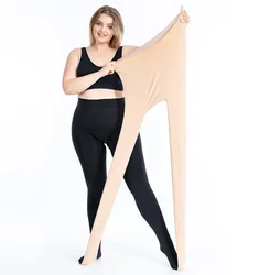 Plus Size Tight Fleece for Women Pantyhose  Cashmere Thick Stocking for Winter 3XL Fleece Line Leggings ouc386