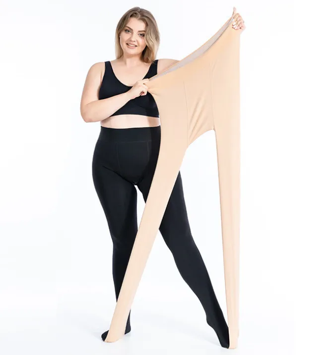 Plus Size Tight Fleece for Women Pantyhose Cashmere Thick Stocking for Winter 3XL Fleece Line Leggings