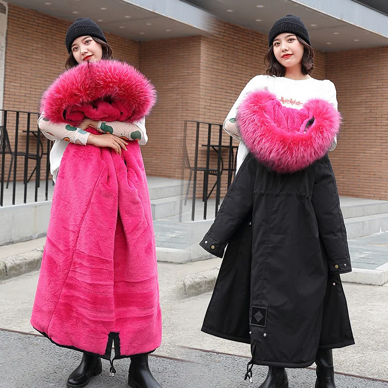 

Winter Jacket Women Hooded Fur Collar Parkas Plus Velvet Winter Coats And Jackets Large Size Women Jacket Parka Mujer Overcoats
