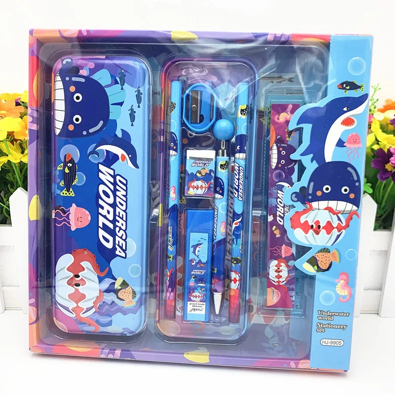 8-in-1 Stationery Set Study Organizer Mechanical Pencil Case Pen Holder School Office Supply Birthday Chrismats Kid Gifts Reward