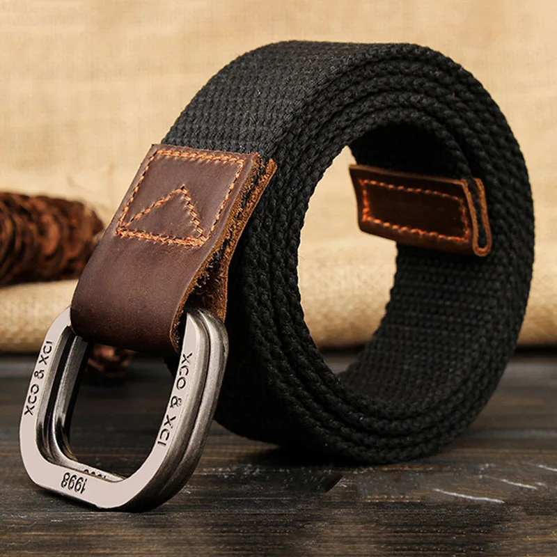 MEDYLA  Belts For Men Double buckle Striped Adult Casual Men Knitted  Belt Man Canvas Lengthen Strap