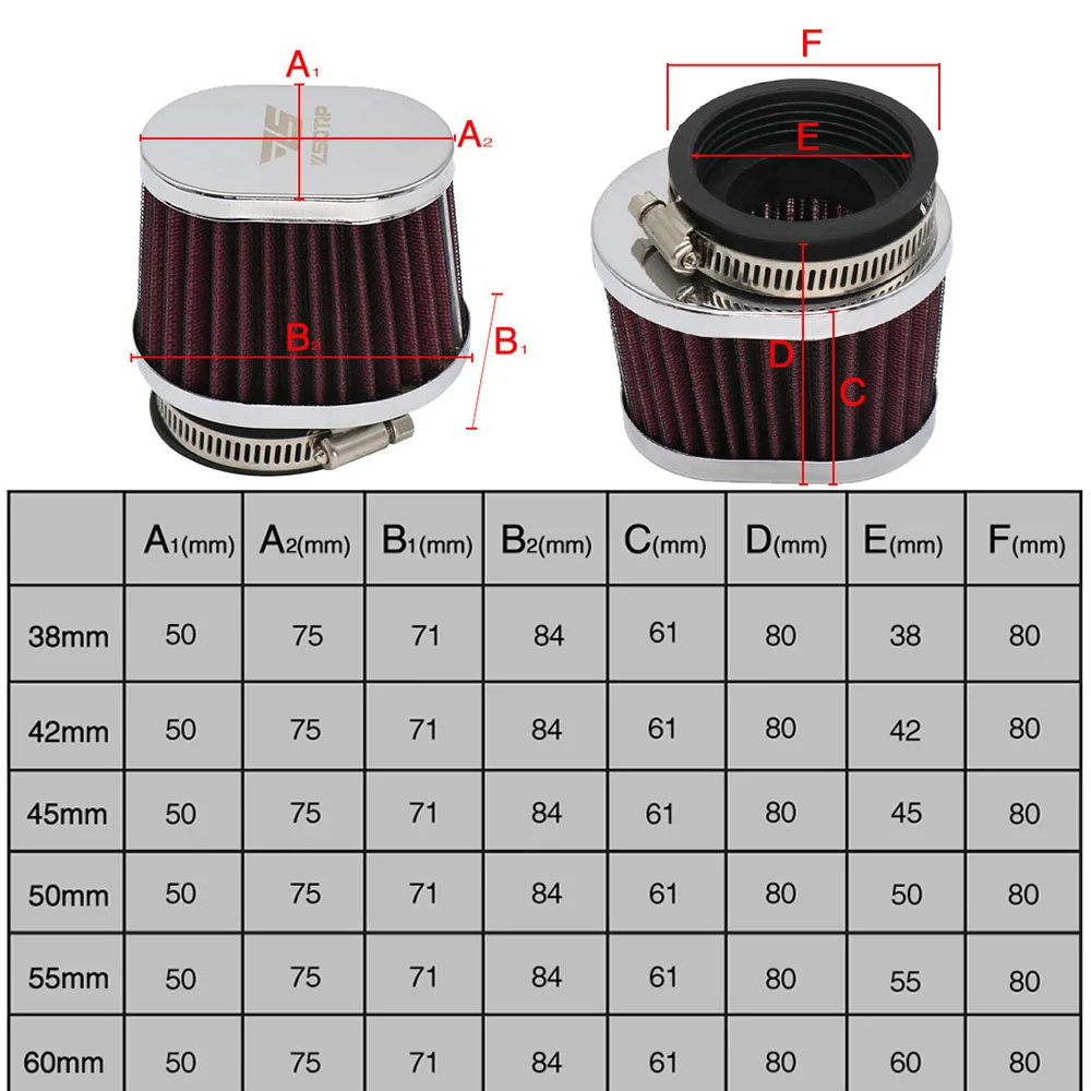 ALCON-Carburetor Air Filter 38/42/45/50/55/60mm Universal For PWK 21/24/26/28/30/32/33/34/35 Carburedor Air Intake Filter