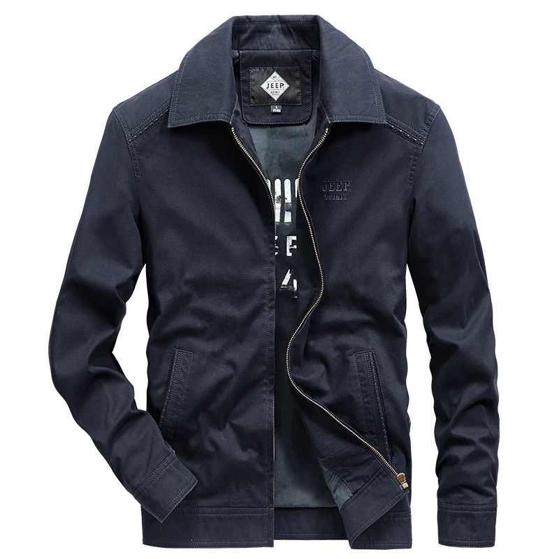 

Spring Autumn Jacket Men Casual Fashion Military Jackets Coats Turn Down Collar Cotton Jacket Chamarras Para Hombre Size M-4XL