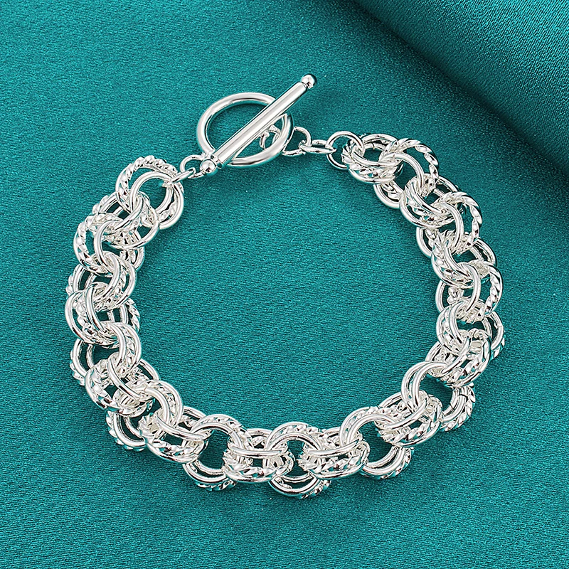 

DOTEFFIL 925 Sterling Silver Full Circle Chain Bracelet For Women Man Charm Wedding Engagement Party Fashion Jewelry
