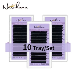 NATUHANA Lashes 10 Cases/Lot V-shaped Ellipse Flat Mink Eyelash Extension Premade Volume Split Tips Auto-Fans 2D Eyelashes