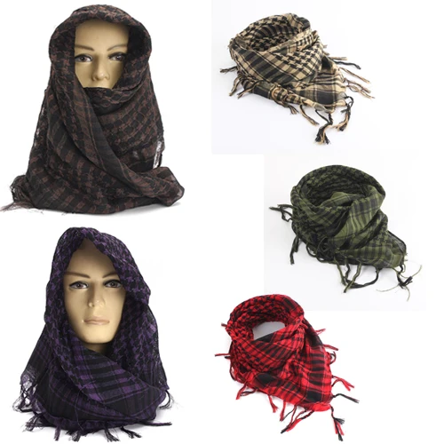 Sports Scarves Women Men Plaid Tassel Muslim Arab Desert Shemagh KeffIyeh Cotton Camp Hiking Scarf Wrap Pashmina capas y ponchos