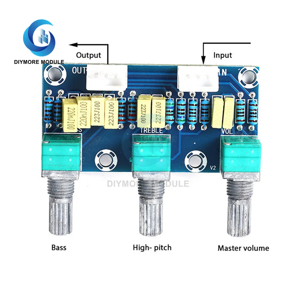 XH-M802 Passive Tone Board Amplifier Preamp Power Module Adjustable Low High Sound HIFI Level Grade Volume Control Board