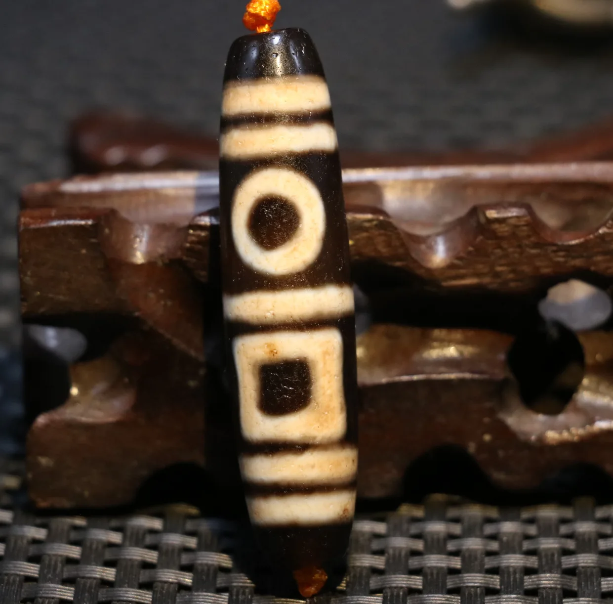 

Treasure Unique Magic Tibetan Old Agate Heaven&Earth Harmonious Symbol dZi Bead Amulet Pendant Timestown UPD0205A