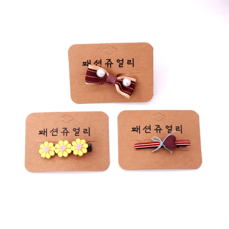 

9.6*7cm DIY hair accessories package card multi size vintage kraft hair band /bandeau packing & display tag card 100pcs