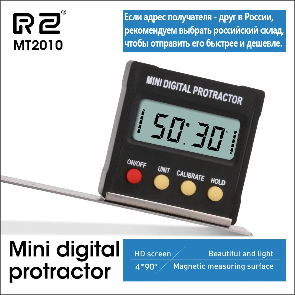 RZ Angle Protractor Universal Bevel 360 Degree Tilt Mini Electronic Digital Protractor Inclinometer Tester Measuring Tools