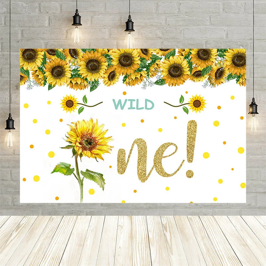 

Avezano Wild One Background For Photography Fall Sunflower Polka Dot Newborn First 1st Birthday Backdrop Decoration Photo Studio