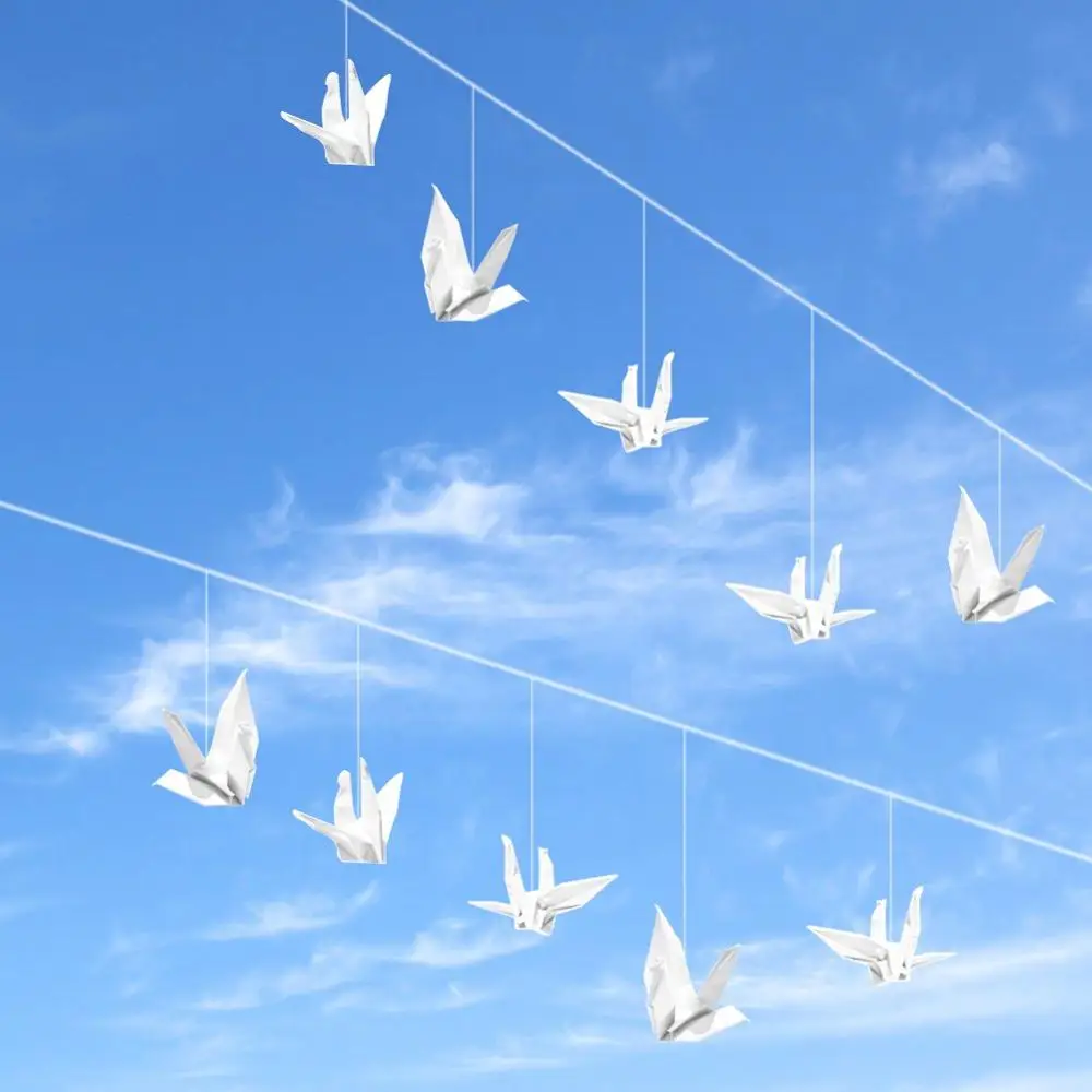 100pcs Folded 10/15CM White Origami Paper Crane Handmade Bird Garland for Wedding Backdrop Home Decor Baby Shower Party Supplies