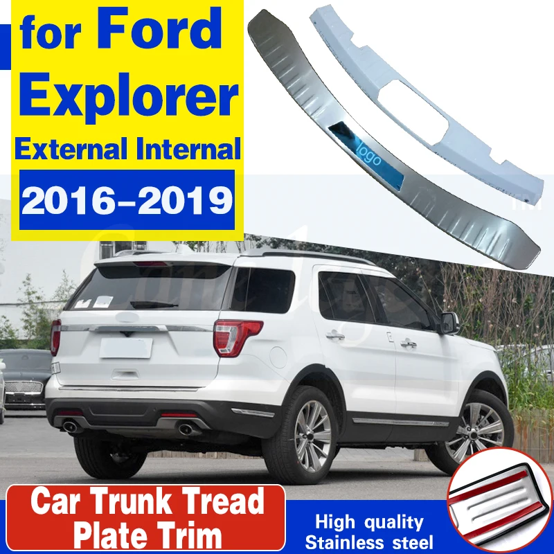 High-quality stainless steel Rear bumper Protector Sill Trunk Tread Plate Trim For ford Explorer 2016-2019,Car-Styling