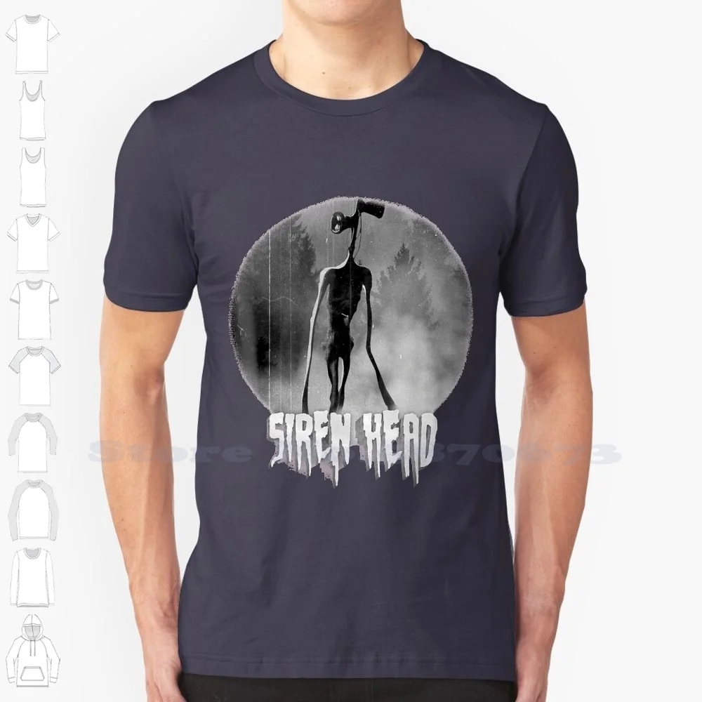 Scary Siren Head Vintage Meme Character 100% Cotton T-Shirt In The Then Trick Anniversary As Legend For Halloween With Who