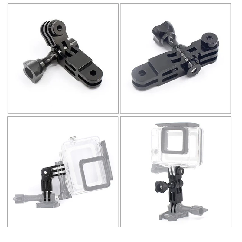 Accesorios para Gopro 9, montaje de aluminio, brazo de 3 vías CNC, extensión pivotante de 3 Vías + tornillo para Go Pro 8 7 6 Xiaomi Yi 4K, Cámara