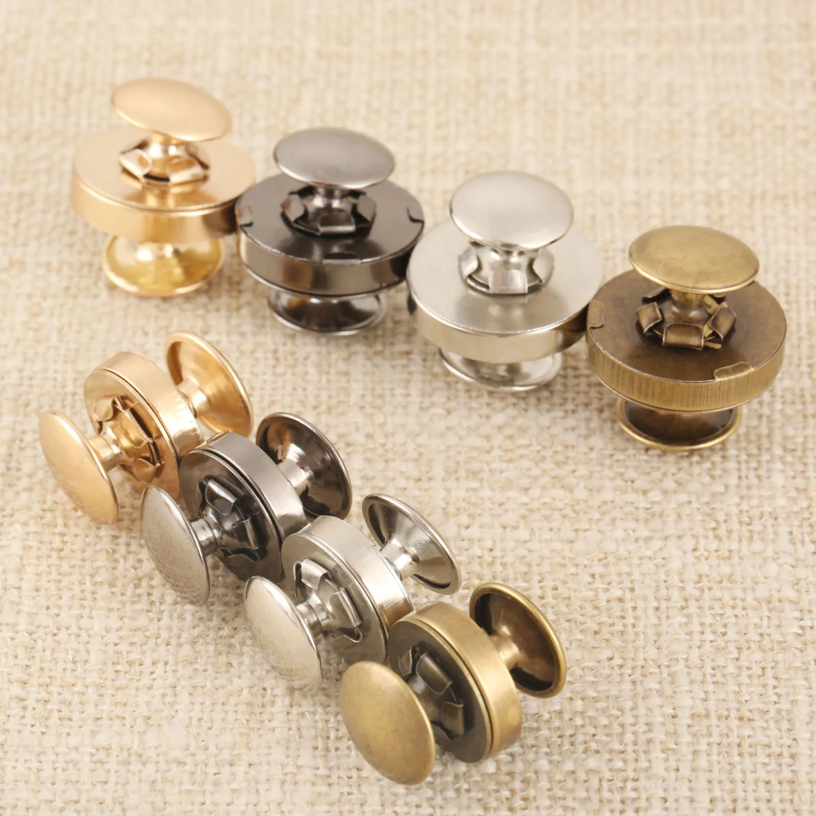 10Pcs Metal Magnetic Snaps Double Rivet Stud Clasps Buttons Fastener Bag Press Buckle Buttons Purses Handbag Clothes DIY 14/18mm