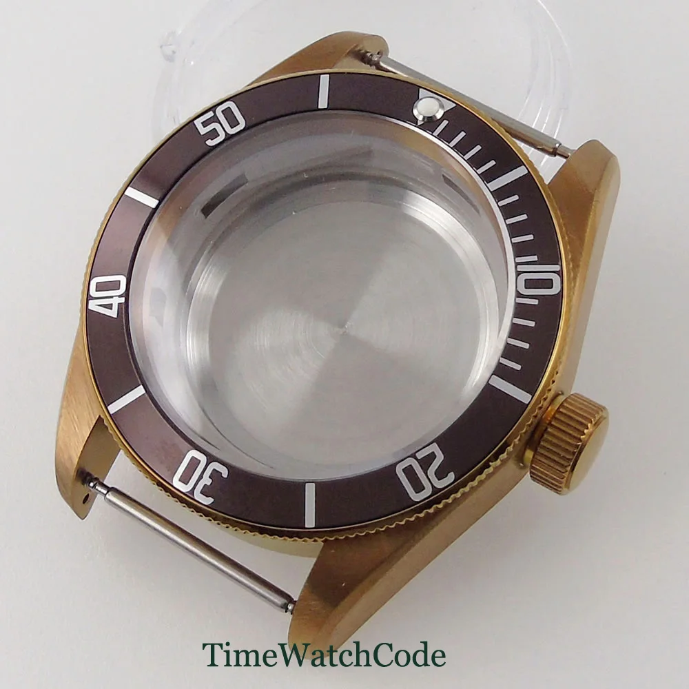 41mm 10ATM PVD/Bronze Plated Watch Case Fit NH35 NH34 NH36 Miyota8215 821A ST1612 ETA2836 DG2813 Sapphire Glass Aluminum Bezel