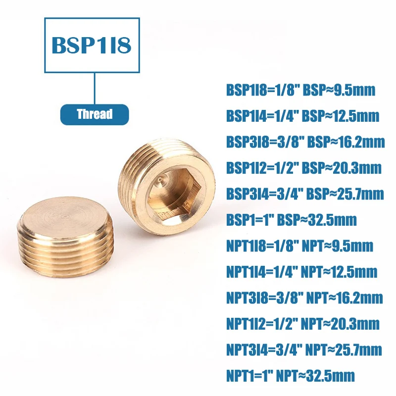 M5 M6 M8 M10 M12 M14 M16 M18 M20 M22 1/8 "1/4" 3/8 "1/2" 3/4 "1" BSP NPT الذكور موضوع النحاس عرافة المقبس نهاية كاب التوصيل وصلة أنابيب