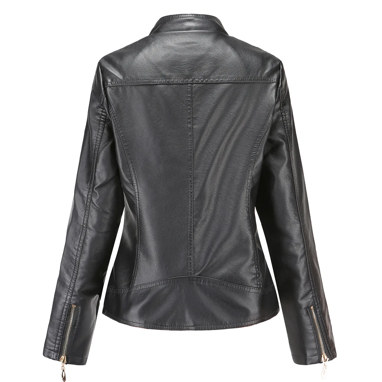 Spring and autumn temperament Europe and America large size PU leather jacket 3D embossed women\'s stand collar leather jacket