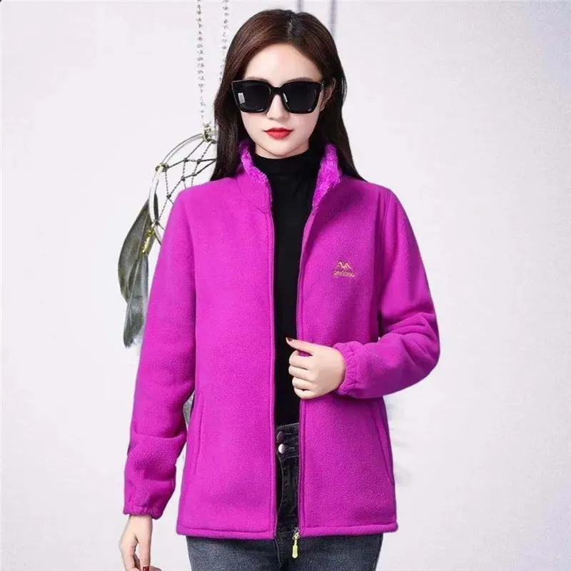 XL-5XL Middle-aged Women Sweatshirts Fleece Coat 2023 New Autumn Winter Jacket Warm Coral Fleece Sweatshirts Female Casual Tops