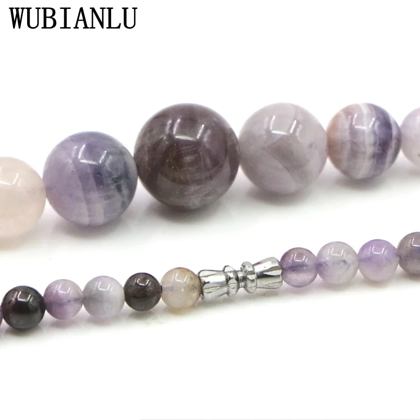 WUBIANLU Wholesale 6-16mm Natural Stone Amethysts Garnet Round Bead Necklace Bracelet Energy Fashion Jewelry Set For Women T224