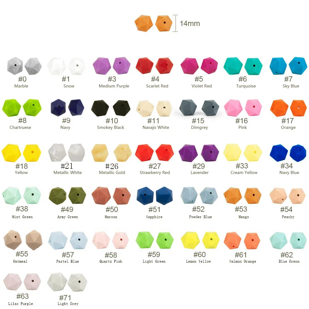 Cute-idea 10 pz 14mm icosaedro Silicone perline dentizione giocattoli per neonati fai da te ciuccio catene accessori articoli per bambini BPA gratis