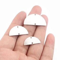 10pcs Raw Brass Silver Color Semicircle Double Hole Connector Jewlery Fashion Bracelet Jewelry Making Findings Accessories