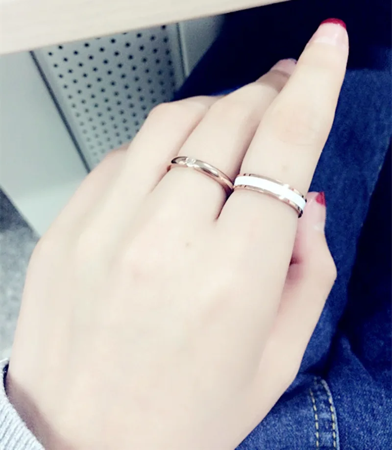4MM Cubiz Zircon CZ Titanium Steel Ring for Women