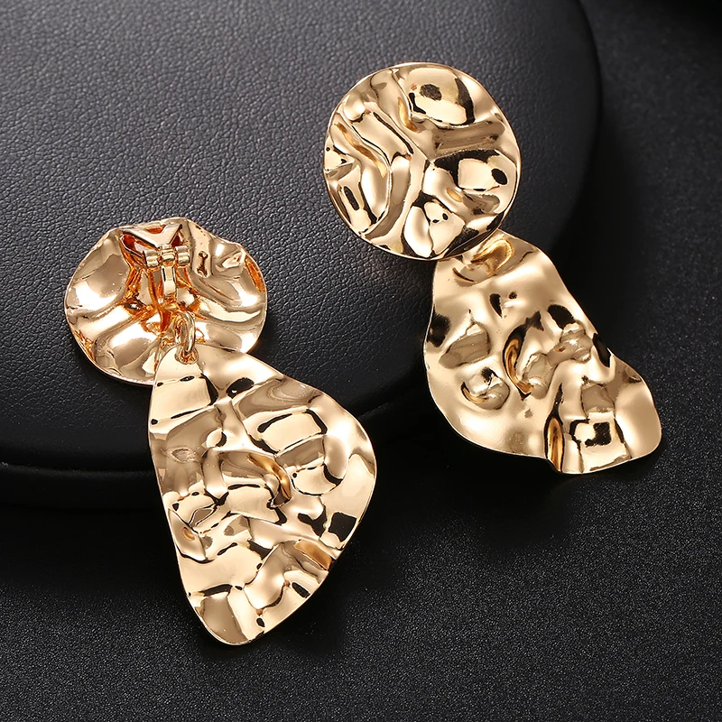 JIOFREE Vintage PUNK Clips Earrings for Women Gold Color Geometric Statement Earring Metal Hanging Fashion ear clip Jewelry