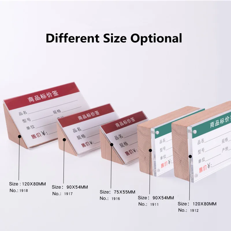 120X80mm Slant Back Restaurant Wood Acrylic Sign Holder Display Stand Table Menu Price Label Paper Card Tags