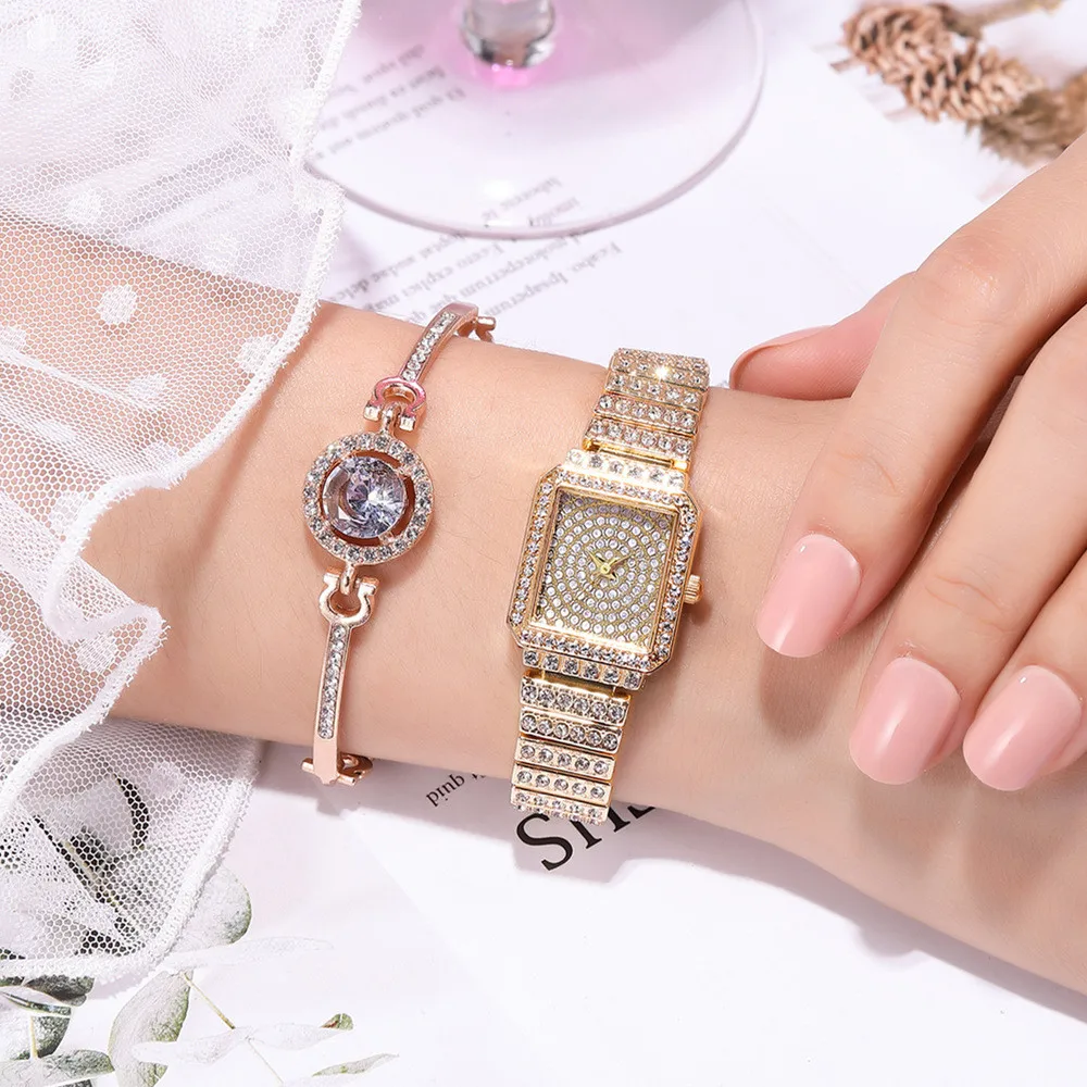 Gypsophila-Reloj de pulsera de cuarzo para Mujer, accesorio de lujo con diamantes de imitación, elegante, color dorado, 2021