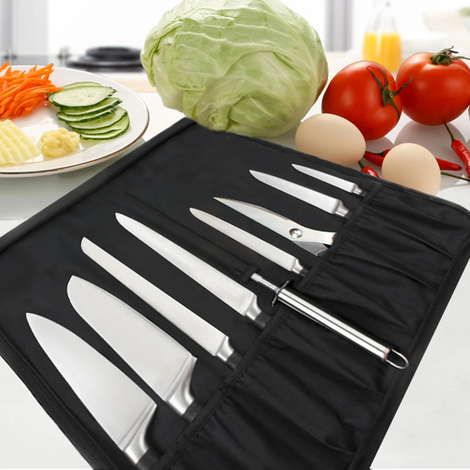 WESSLECO Chef Knife Bag Oxford Cloth Storage Organizer Holder for Travel Carry Case