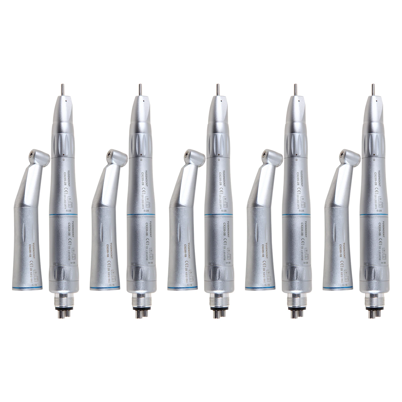 1-5Kit Dental Low Speed Internal Water Spray Low Contra Angle+Straight Nosecone+Air Motor Handpiece Kit 4 Hole