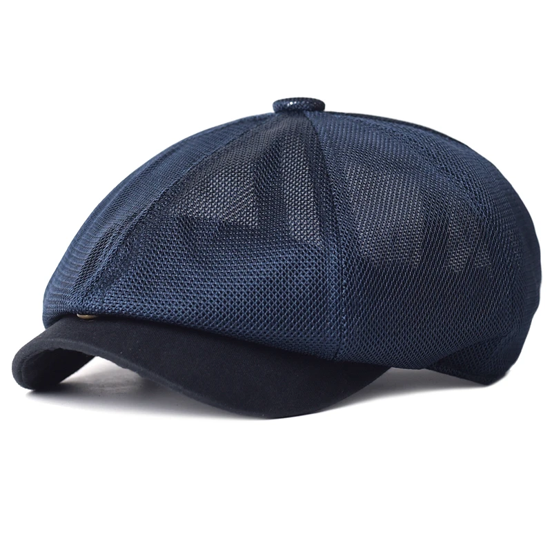 Sombrero de malla transpirable para hombre y mujer, Boina retro, informal, unisex, salvaje, octogonal, visera, primavera y verano