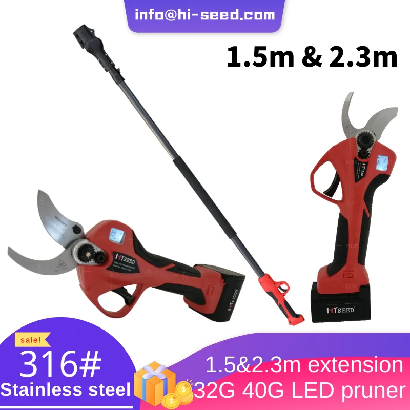 

40mm Extension Pole Opening Size 3 Battery Kit Electric Shears Fruit Trees Cordless Lithium 3 Working Length