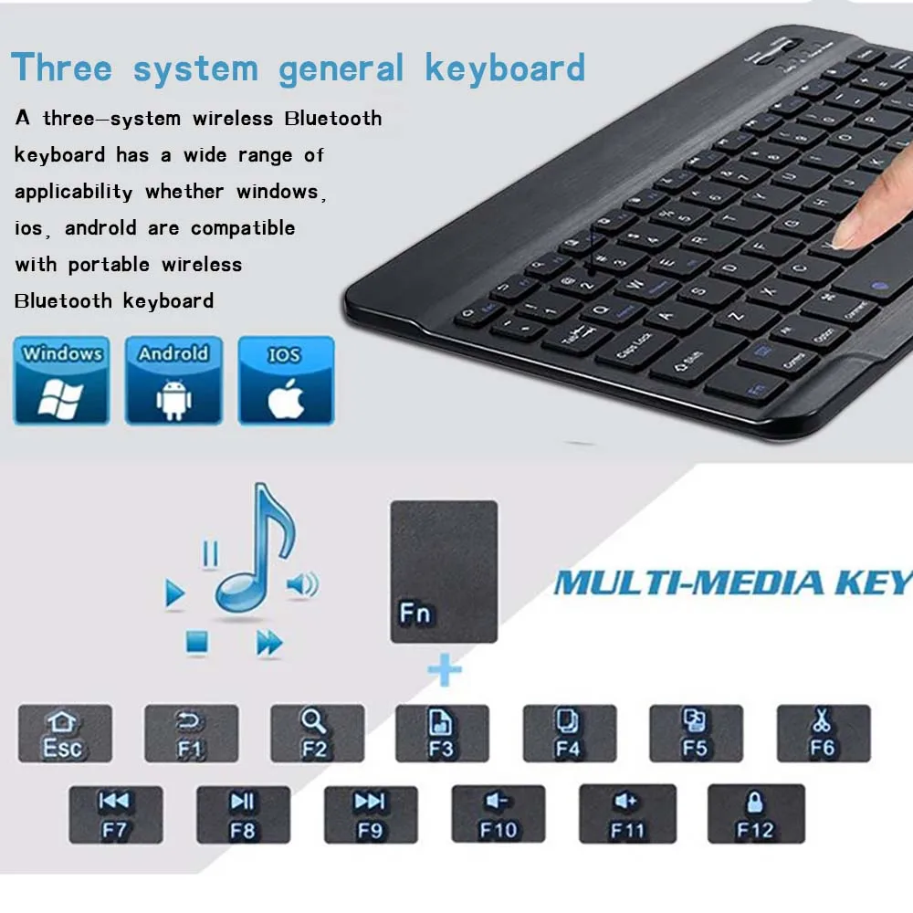 Slim Bluetooth Keyboard Portable Wireless Keyboard for Xiaomi Mi Pad 4 Plus Tablet Rechargeable Keyboard for Android Ios Windows