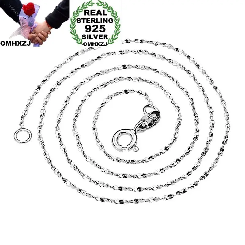 OMHXZJ Wholesale European Fashion Woman Man Party Wedding Gift 925 Sterling Silver 18KT White Gold Chain Necklace NA208