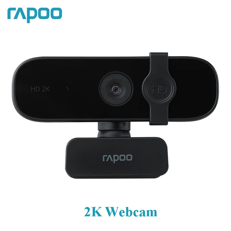 Original Rapoo C280เว็บแคม2K HD USB2.0พร้อมไมโครโฟนหมุนได้กล้องถ่ายทอดสดวิดีโอจัดการประชุมด้วยฝาครอบ