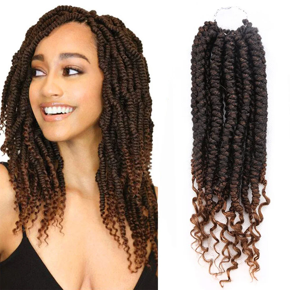 Amir Senegalese Spring Twist Crochet Braids Hair Kinky Curly ends Dreadlock Synthetic Hair Extension For Woman 12inch 12roots/PC
