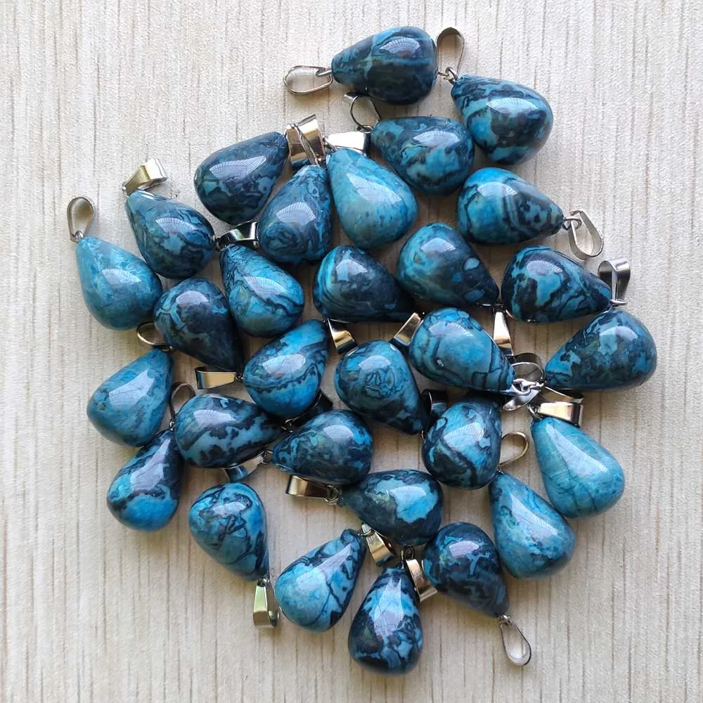 

Natural blue onyx charms water drop shape Pendants charm for men and women jewelry marking 50Pcs/Lot Wholesale free shipping