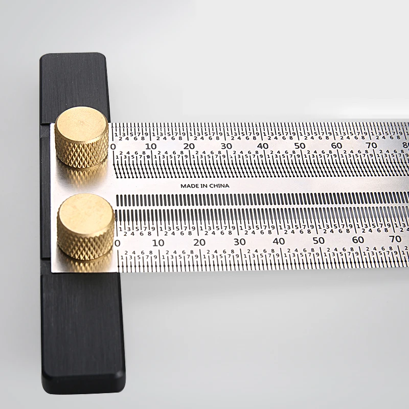 Woodworking Scale Ruler T-type Hole Ruler High-precision Stainless Scribing Mark Line Gauge Carpenter Measuring Tools