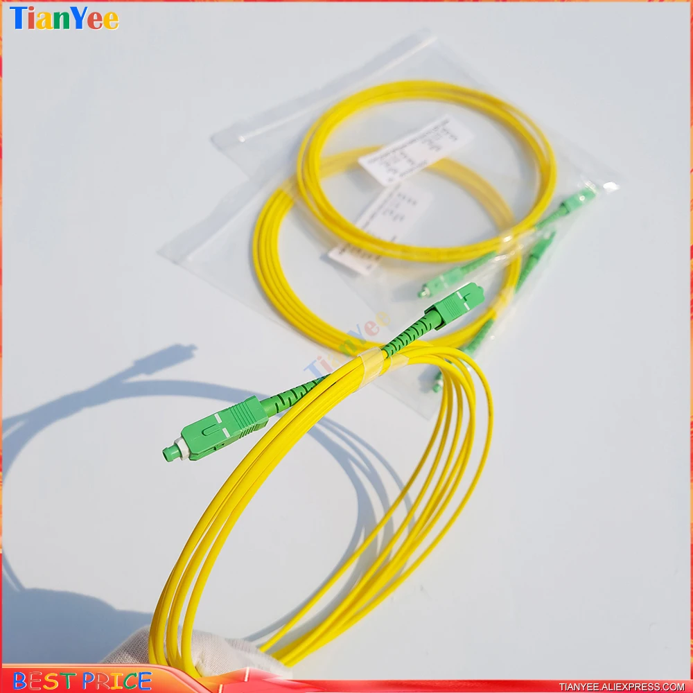 50pcs 1/2/3/5/10M SC APC-SC APC SM Simplex SX 3.0mm 9/125um SC/APC Fiber Optic Patch Cord Jumper Cable