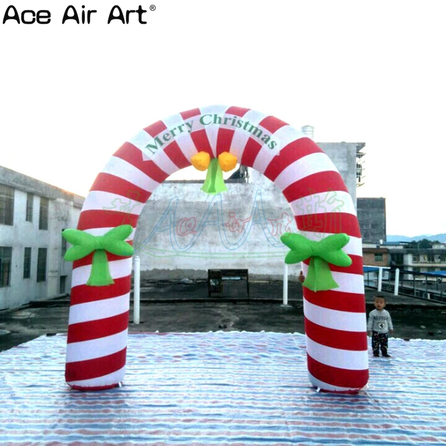 Inflatable Candy Cane, Christmas Arch, Festival Archway Decoration, Made by Ace Air Art, New Style, Pretty, 4m x 4m H