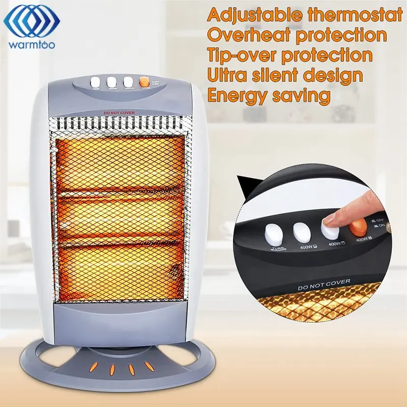 Household Electric Heater Instant Heating Office Halogen Heater Warmer EU plug 3 Switch Overheat Protection 220-240V